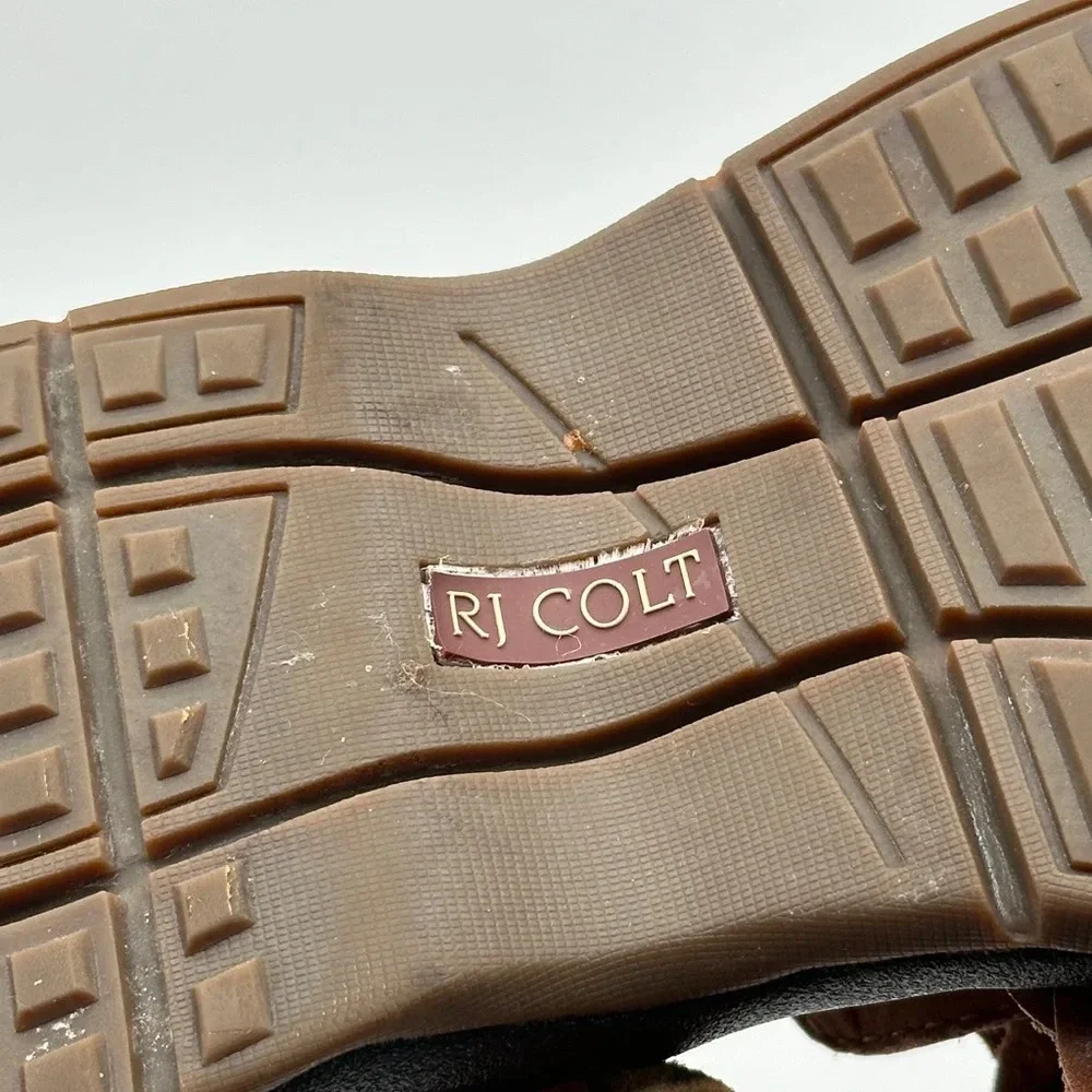 RJ COLT Vintage‎ Mens Brown Leather Slip On Sandals Braided Leather Size 12